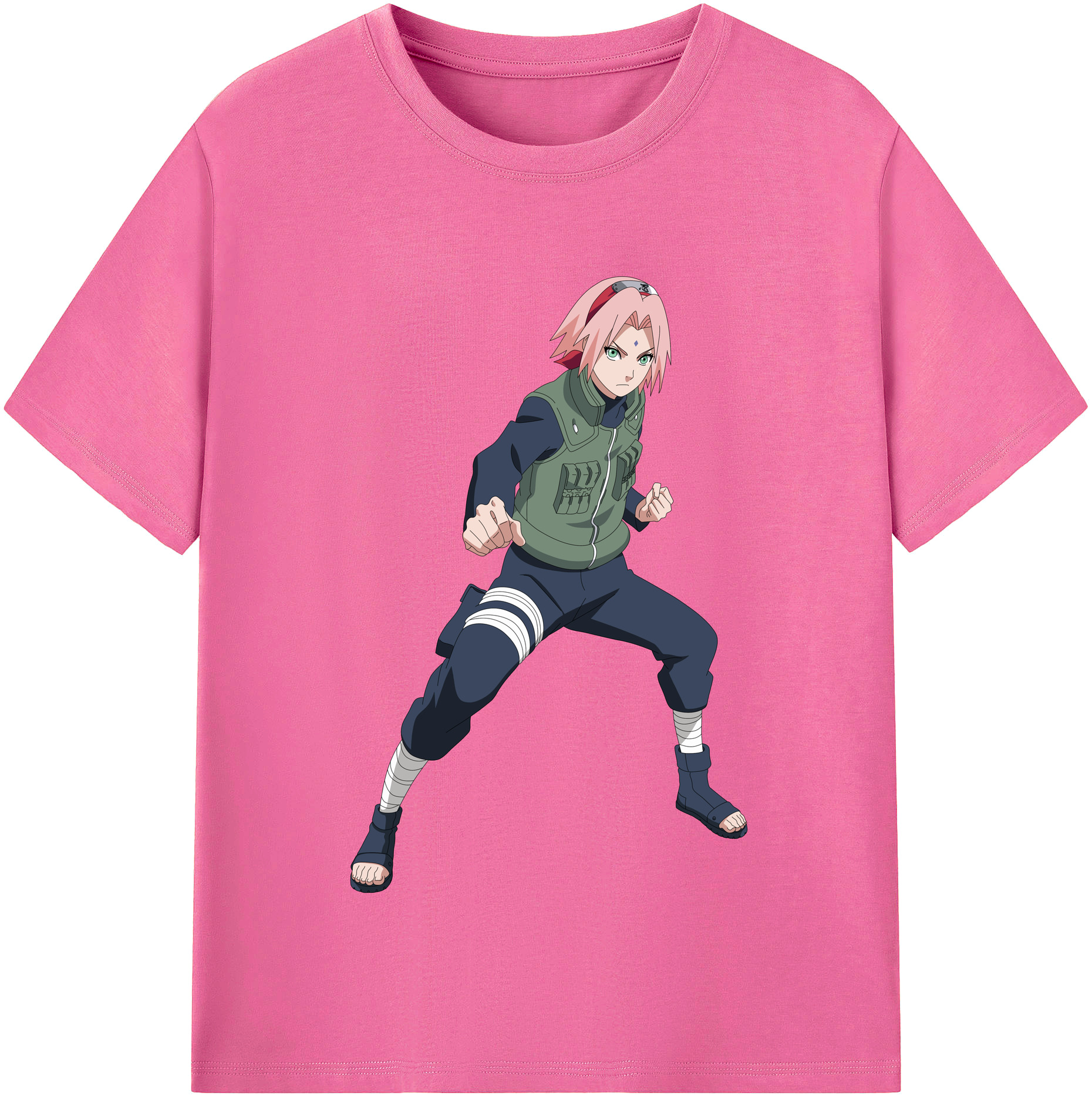 （画像用） NARUTO -ナルト- 春野サクラ Haruno Sakura レディースカジュアルプリントTシャツ（綿100％）